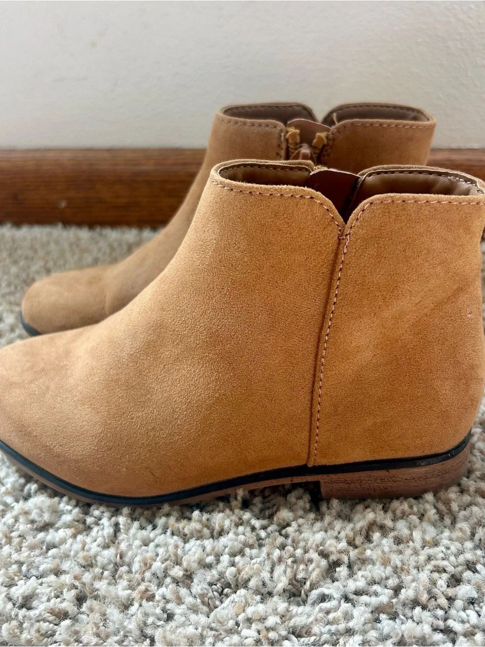 Cat & Jack Toddler Tan Suede Ankle Boots, 12T